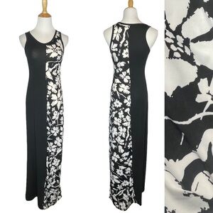 Lularoe Dani Maxi Dress- Split black/black white floral pattern xs